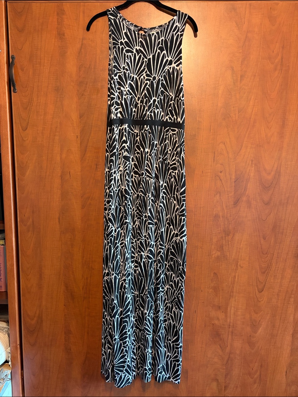 LOFT Black and White Patterned Maxi Dress